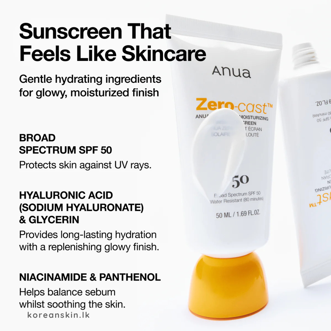 Anua Zero-Cast Moisturizing Finish Sunscreen 50ml